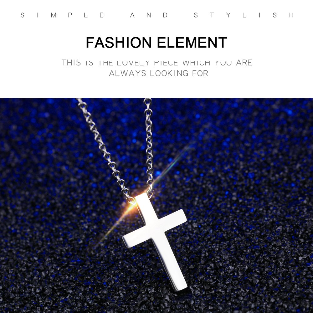 Rockyu クロスネックレス ペアセット｜ステンレス製シルバー＆ブラック 男女兼用