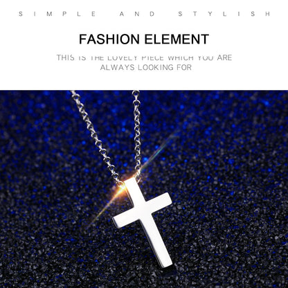 Rockyu クロスネックレス ペアセット｜ステンレス製シルバー＆ブラック 男女兼用