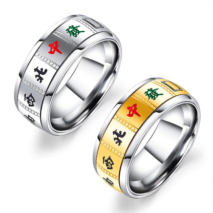 Rockyu 麻雀リング メンズ ステンレス製｜シルバー＆ゴールドのユニークアクセサリー