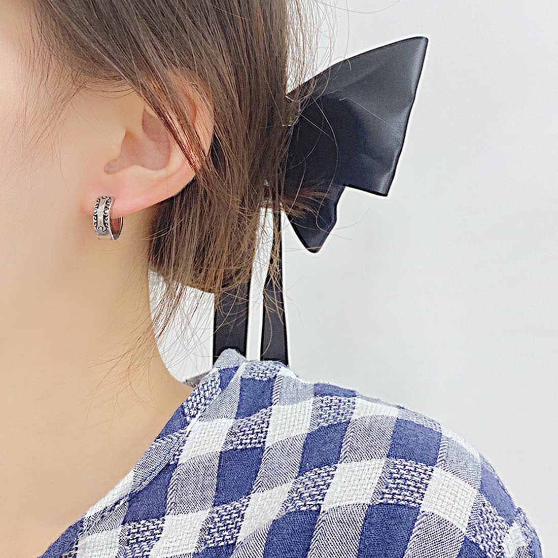 Rockyu クロスデザインステンレスフープピアス メンズ レディース