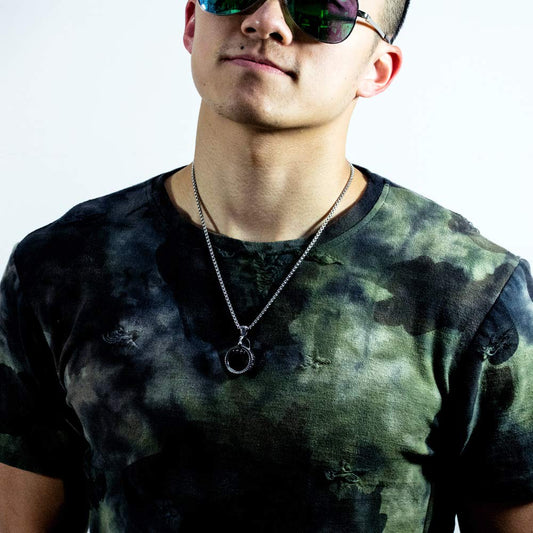 Rockyu ネックレス メンズ ステンレス スカルハンド リングペンダント シルバー ジュエリー