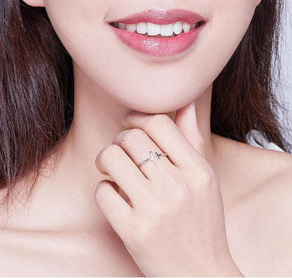 Rockyu シルバー925 レディースリング 平行線デザイン フリーサイズ 純銀 ファッションリング
