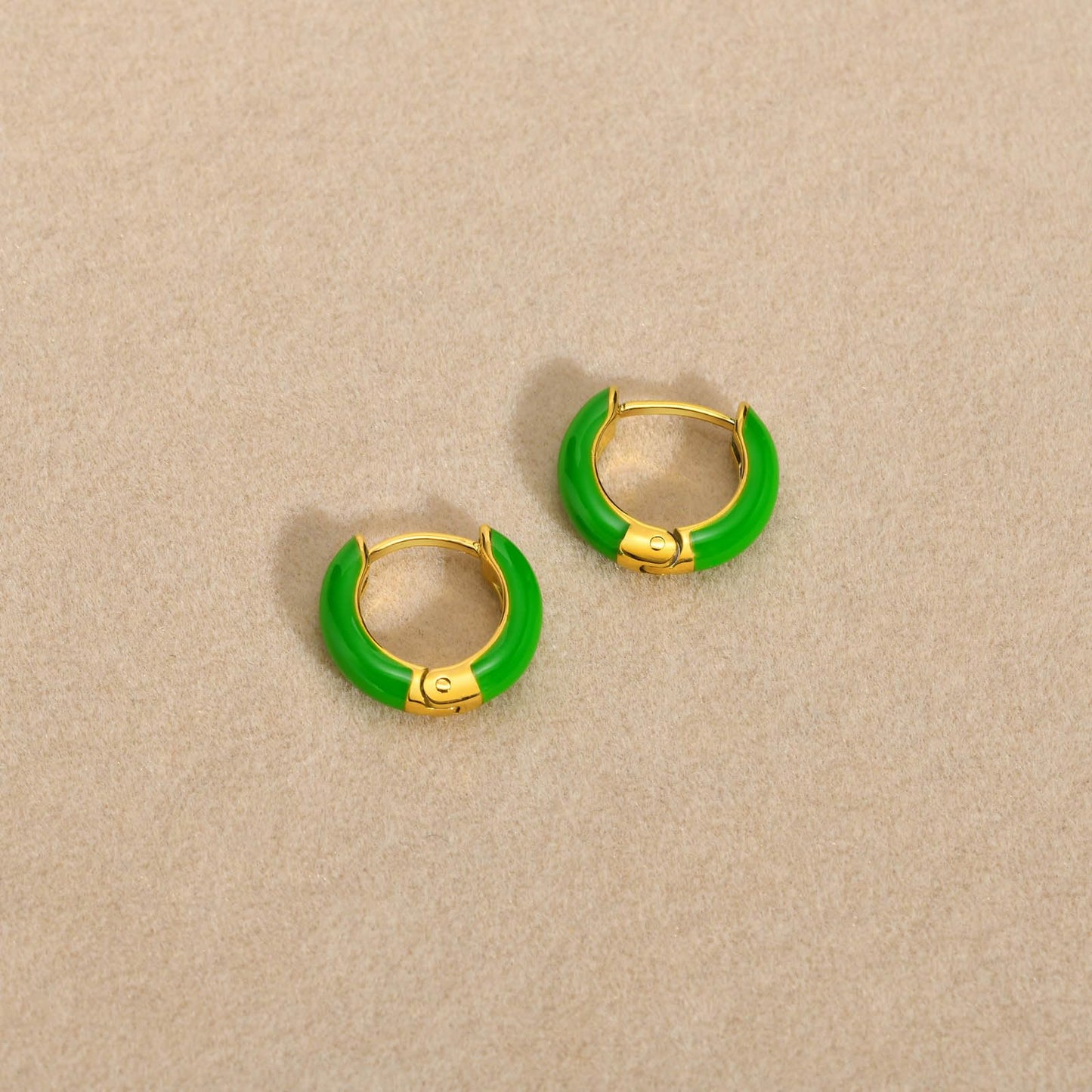 Rockyu レディース フープピアス 3色セット｜14.4mm 小さめ カラーエナメル フープ｜金属アレルギー対応 ステンレス製 18金コーティング