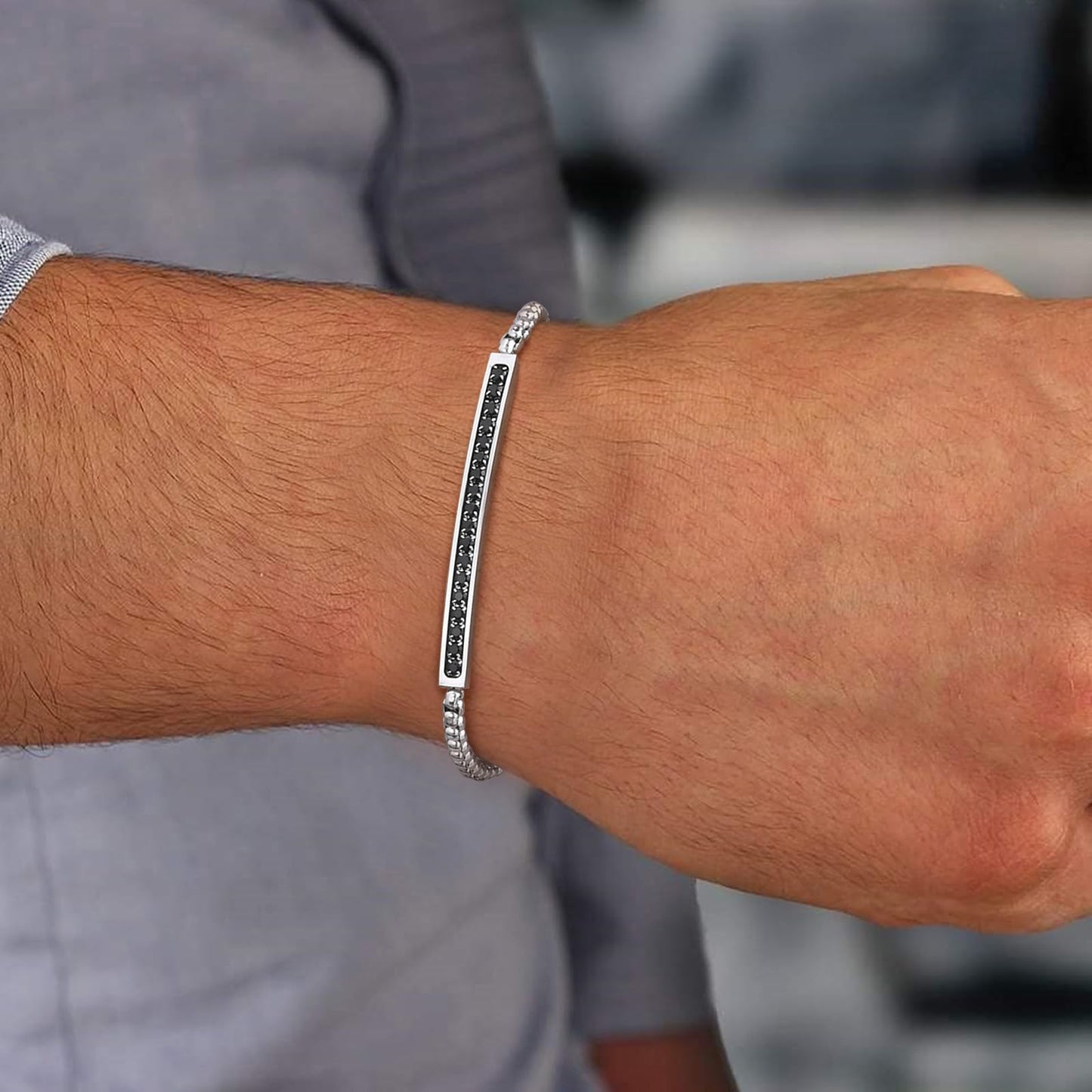 ペアブレスレット キュービックジルコニア付き｜ゴールド＆シルバー ステンレスチェーン