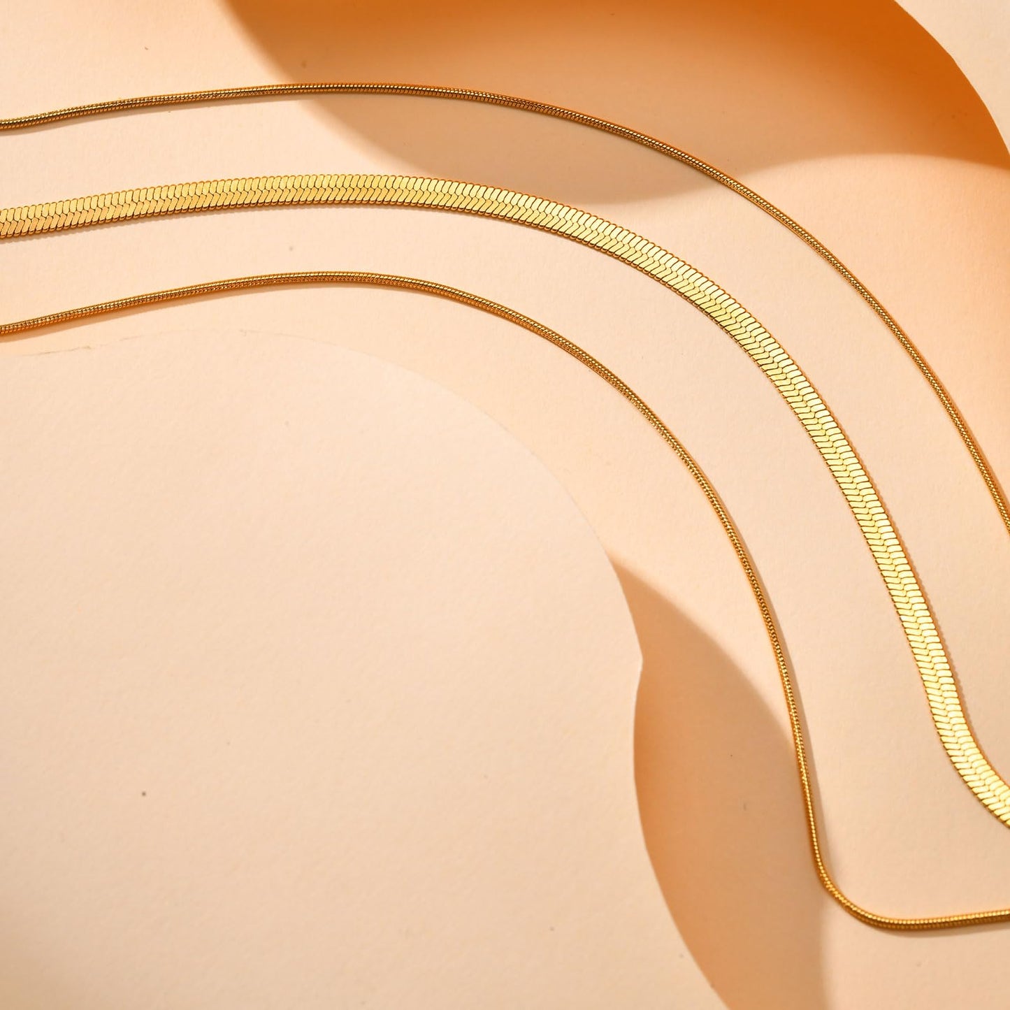 Rockyu ネックレス レディース ゴールド ステンレス製 三連チェーン 3.2mm 調整可能 IPゴールドメッキ アレルギー対応