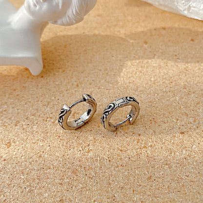 Rockyu 藤紋様ステンレスフープピアス レディース メンズ