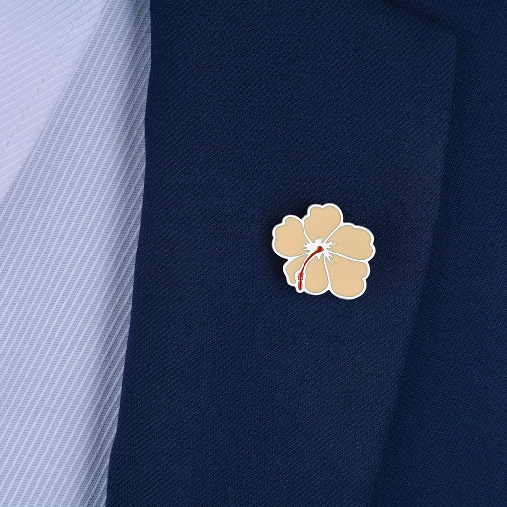 Rockyu ブローチ メンズ レディース イエロー フラワー エナメル メタルラペルピン