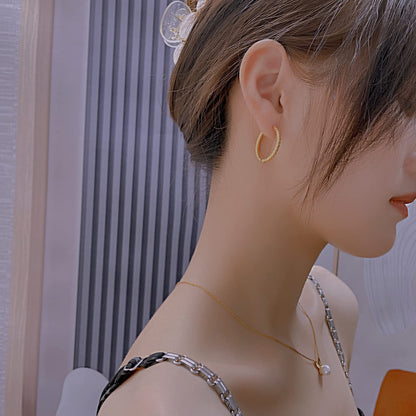 Rockyu レディース ゴールド フープピアス ステンレス鋼 金属アレルギー対応 凹凸デザイン シンプル リングピアス