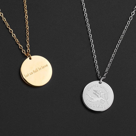 Rockyu キューピッドコインネックレス シルバー＆ゴールド｜金属アレルギー対応・62cmチェーン