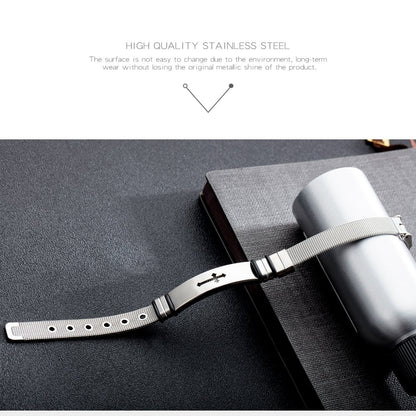 Rockyu メンズブレスレット｜クロスモチーフ ステンレス×シリコン 高級感ユニセックスデザイン