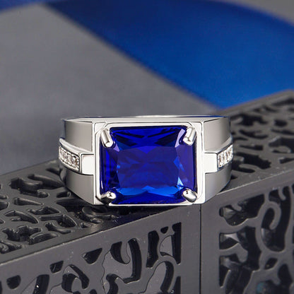 Rockyu メンズ 印台リング シルバー＆ブラック 瑪瑙×ジルコニア フリーサイズ ステンレス製 金属アレルギー対応