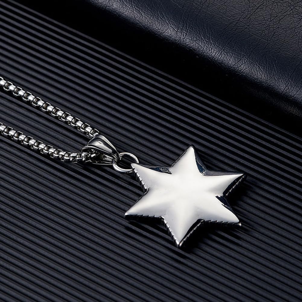 Rockyu スターオブデイビッド ペンダントネックレス メンズ レディース ステンレス製