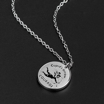 Rockyu キューピッドコインネックレス シルバー＆ゴールド｜金属アレルギー対応・62cmチェーン
