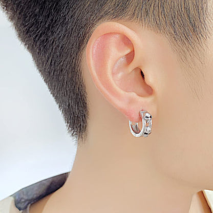 Rockyu ステンレススカルフープピアス メンズ レディース