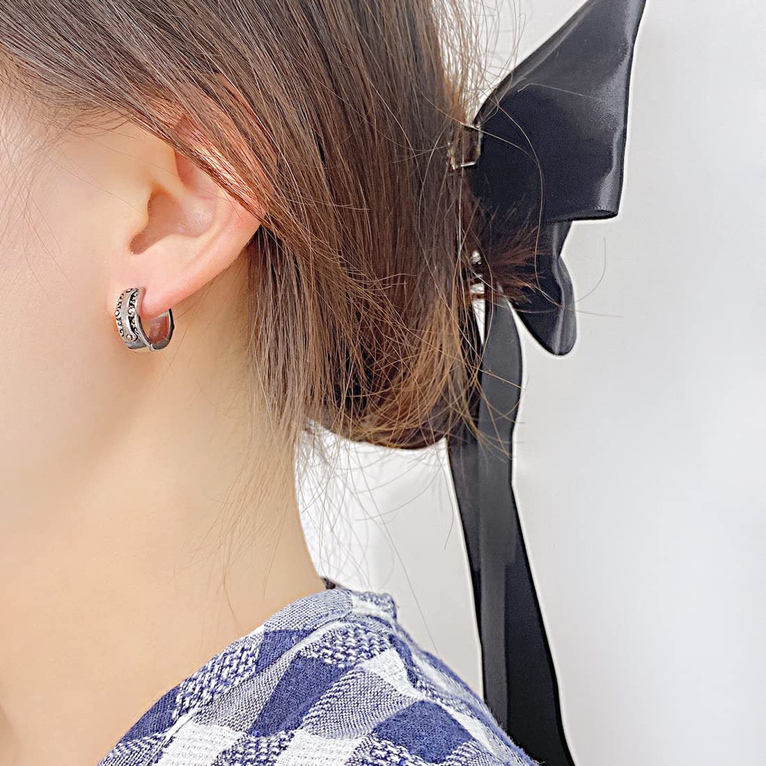 Rockyu クロスデザインステンレスフープピアス メンズ レディース