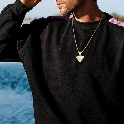 CZダイヤペンダントネックレス｜メンズ ヒップホップ ゴールド ロープチェーン付き