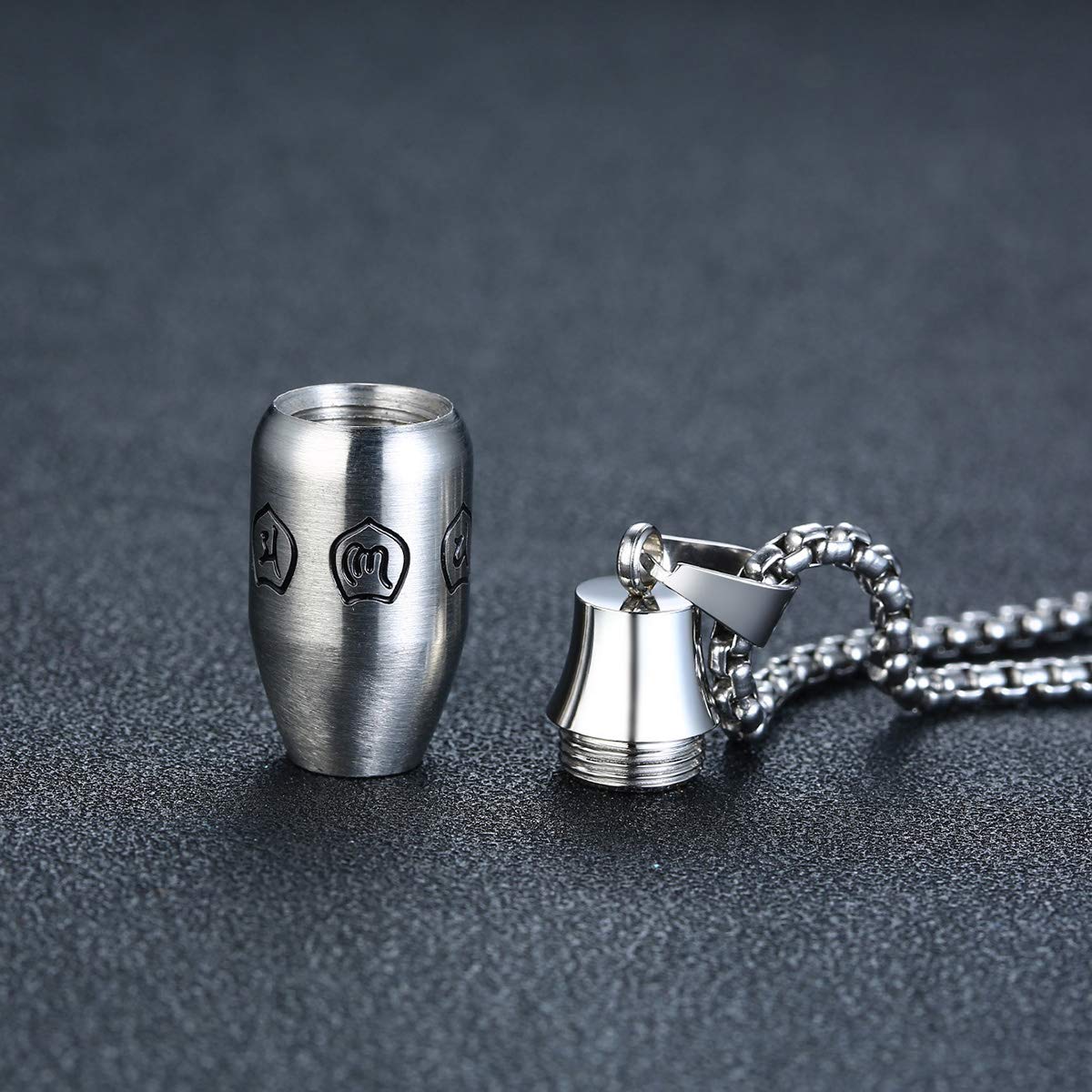 Rockyu 六字真言 遺骨ペンダント メンズ ステンレス 手元供養 ネックレス