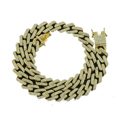 Rockyu ネックレス メンズ 喜平チェーン 13mm ジルコニア 太め マイアミキューバンカラー