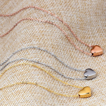 Rockyu ハートネックレス レディース ステンレス製 金属アレルギー対応 シルバー・ゴールド・ピンクゴールド