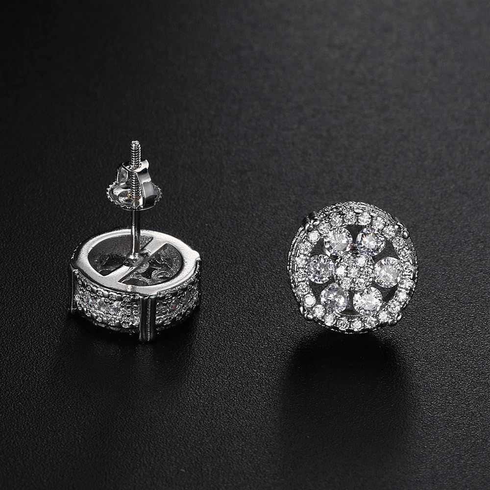 Rockyu ピアス メンズ ブランド 両耳 シルバー ゴールド 四本爪 円型 2.5mm ラウンド 3A級 czダイヤ ジルコニアピアス ネジ式 銅製 セカンドピアス つけっぱなし 金属アレルギー対応 男女兼用 かっこいい 誕生日 記念日 プレゼントアクセサリー