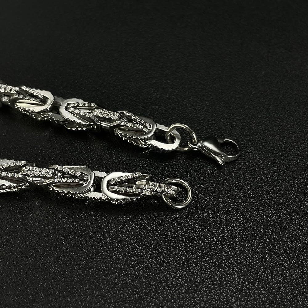 ブレスレット メンズ ビザンチンチェーン 幅8mm ステンレス ブラック/シルバー