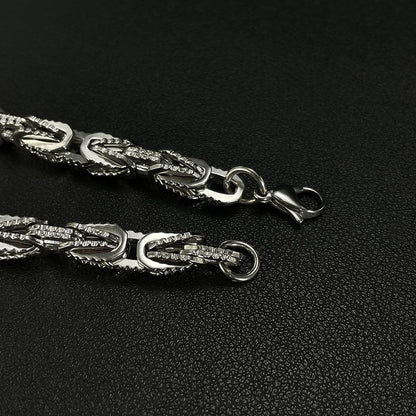 ブレスレット メンズ ビザンチンチェーン 幅8mm ステンレス ブラック/シルバー