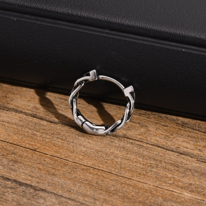 Rockyu メンズ ピアス シルバー ツイストデザイン フープピアス ステンレス鋼 金属アレルギー対応