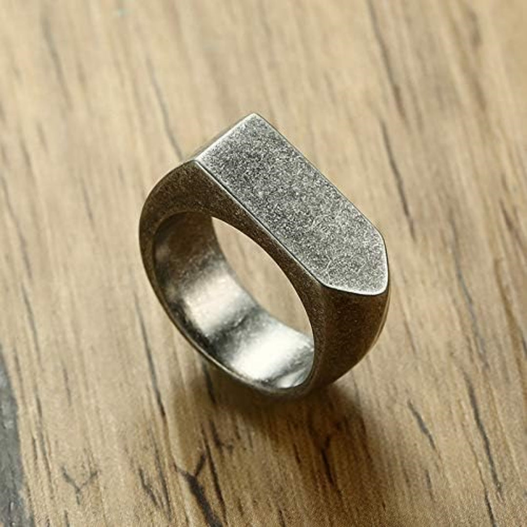 メンズ印台リング｜ステンレス 幅広 スクエアデザイン 指輪 金属アレルギー対応