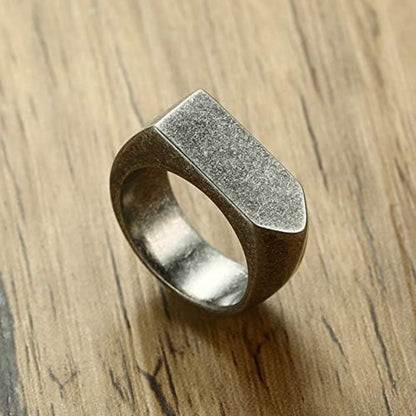 メンズ印台リング｜ステンレス 幅広 スクエアデザイン 指輪 金属アレルギー対応