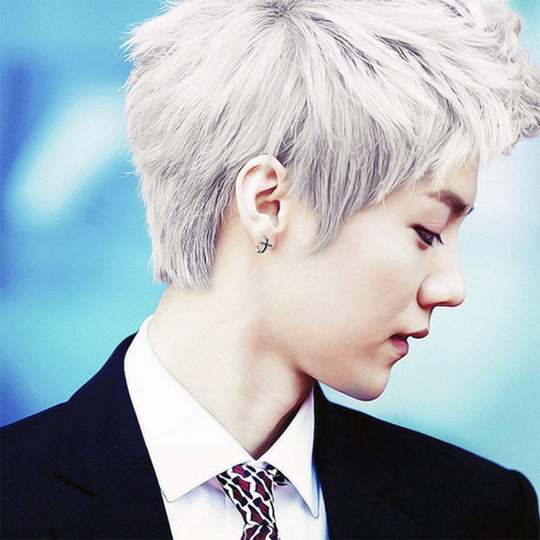 Rockyu ピアス メンズ レディース 十字架 クロス ブラック フープ リングピアス アクセサリー