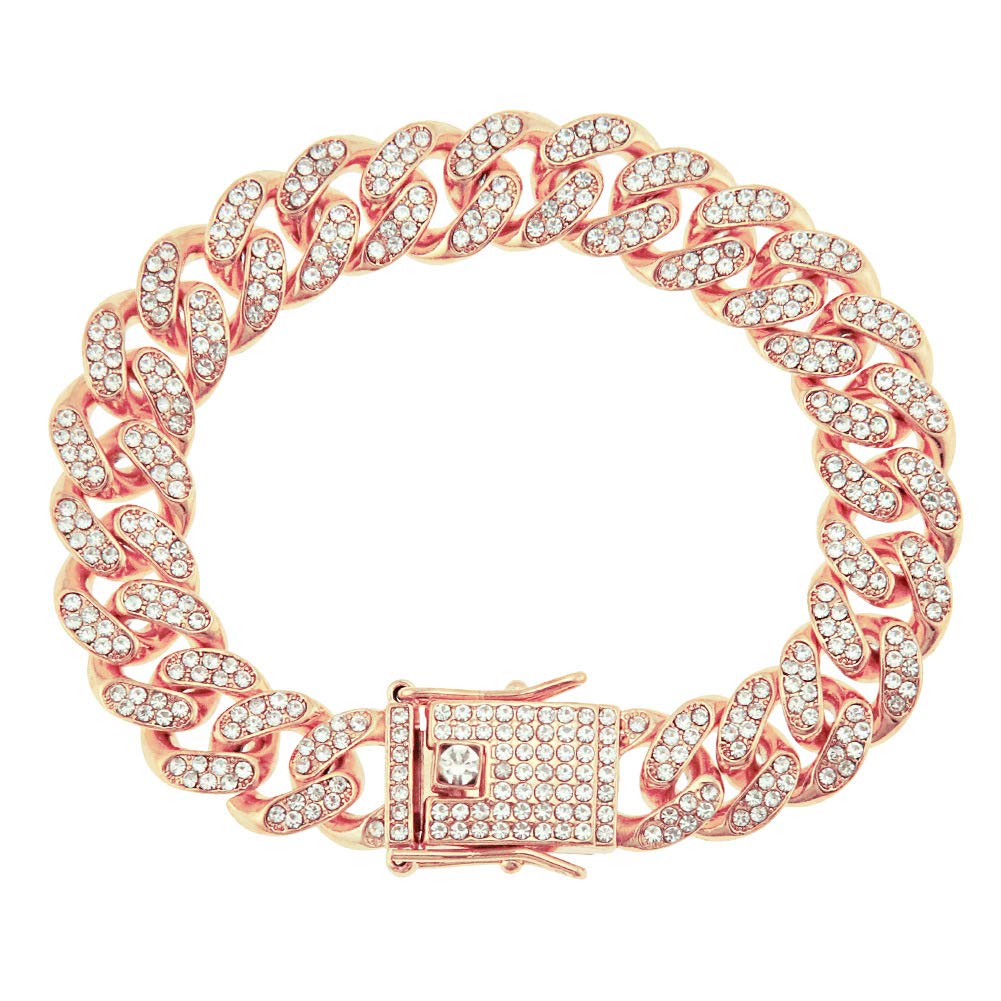 Rockyu ブレスレット メンズ 喜平チェーン ジルコニア 太め ヒップホップ 金銀3色展開