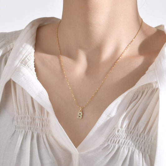 Rockyu ネックレス レディース ゴールド イニシャルペンダント ジルコニア アレルギー対応