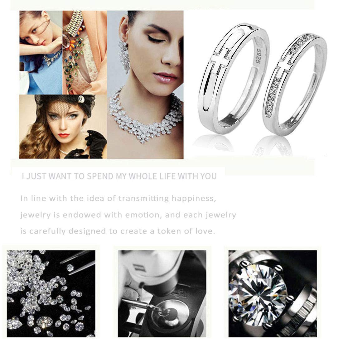 Rockyu ペアリング シルバー925 クロスデザイン メンズ フリーサイズ 結婚・婚約対応