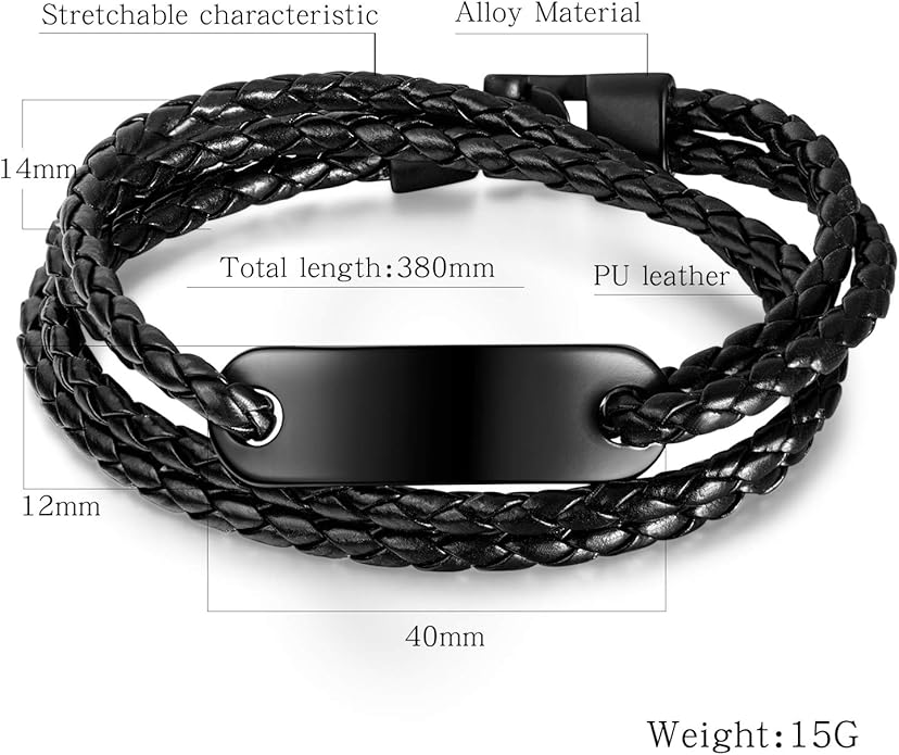 Rockyu ブレスレット メンズ レディース レザー 三つ編み バングル サージカルステンレス 腕輪