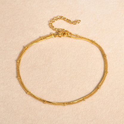 アンクレット レディース ゴールド ダブルチェーン ステンレススチール 調整可能 夏アクセサリー