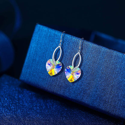 Rockyu シルバー925 ハート型 オーストリアクリスタル 揺れるピアス レディース