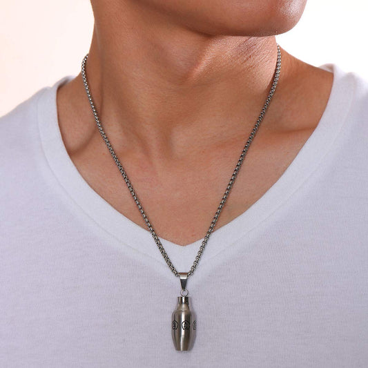 Rockyu 六字真言 遺骨ペンダント メンズ ステンレス 手元供養 ネックレス