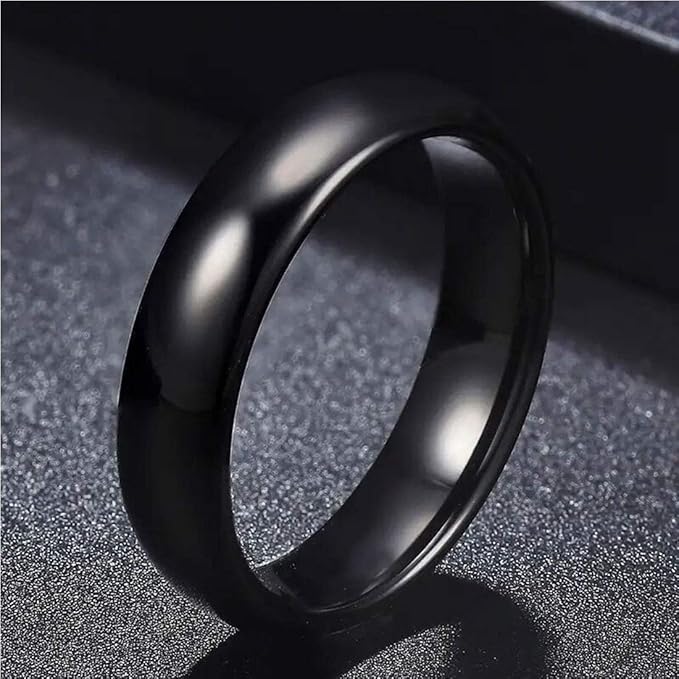 Rockyu タングステンリング ブラック メンズ レディース 4mm/6mm 甲丸 鏡面仕上げ シンプル 指輪
