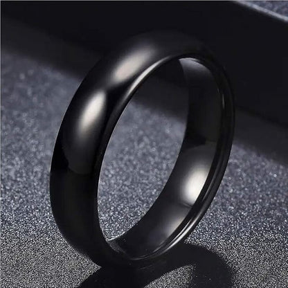 Rockyu タングステンリング ブラック メンズ レディース 4mm/6mm 甲丸 鏡面仕上げ シンプル 指輪