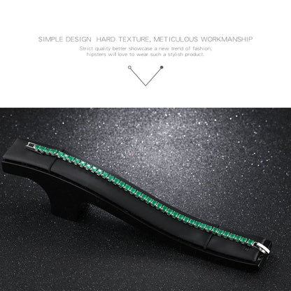 グリーンテニスブレスレット｜繊細にきらめく細身チェーン レディースジュエリー