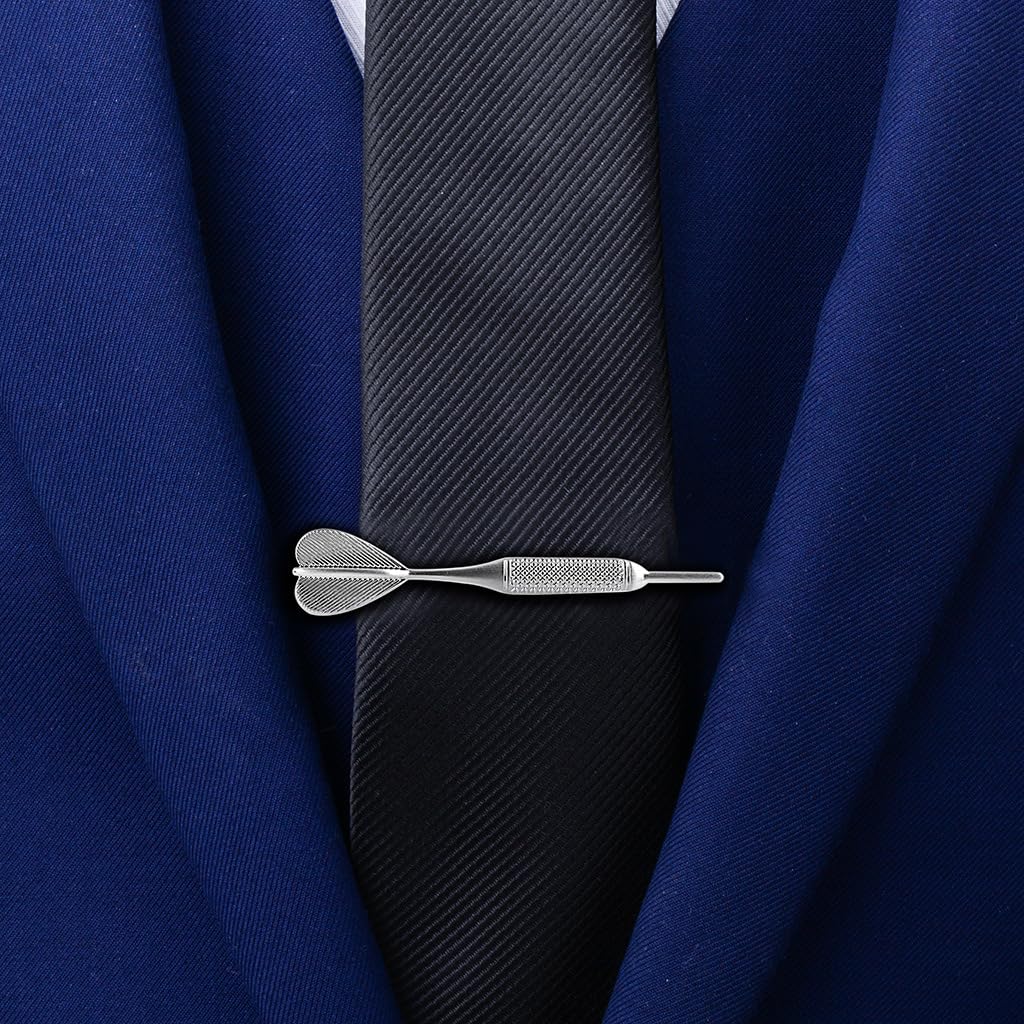 Rockyu 飛鏢型タイピン メンズ シルバー 黄銅製 ビジネスアクセサリー