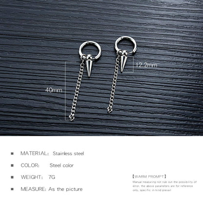 Rockyu ピアス メンズ フープ チェーン スパイク ステンレス リングピアス 男女兼用