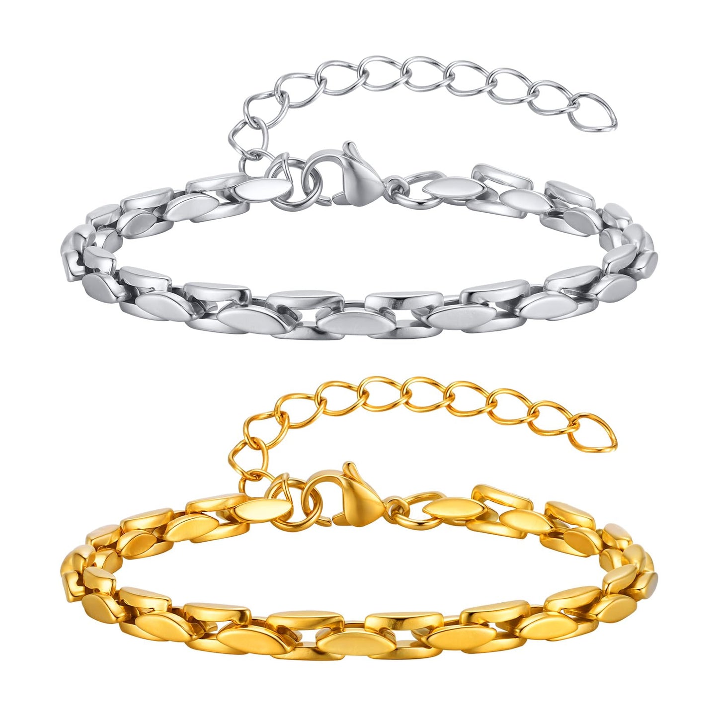 ペアチェーンブレスレット｜ステンレス製 メンズ＆レディース｜シルバー＆ゴールド お揃いギフト