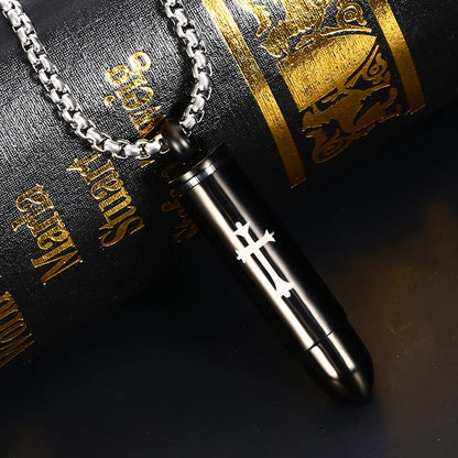 Rockyu 弾丸型メモリアルネックレス 十字架チタンペンダント メンズ＆レディース兼用