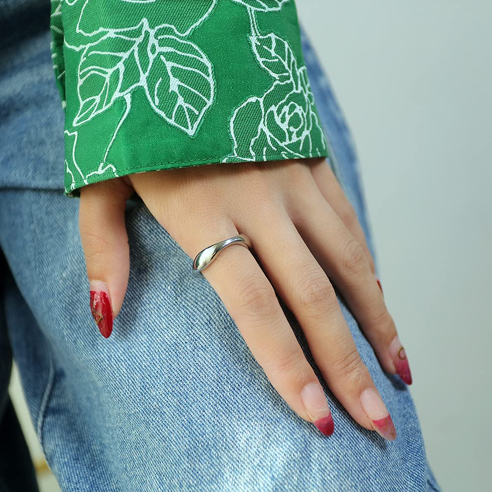 Rockyu 指輪 レディース チタン製 ゴールド＆シルバー 幾何デザイン 鏡面仕上げ