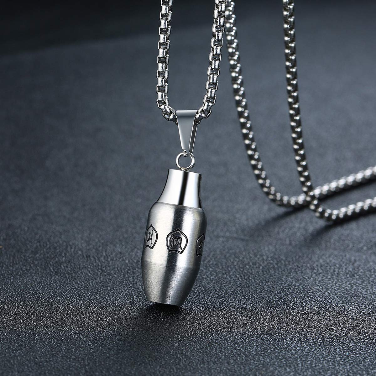 Rockyu 六字真言 遺骨ペンダント メンズ ステンレス 手元供養 ネックレス