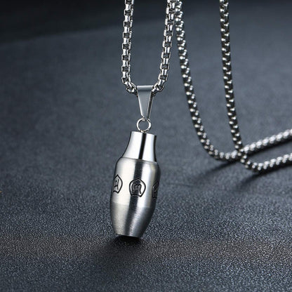 Rockyu 六字真言 遺骨ペンダント メンズ ステンレス 手元供養 ネックレス