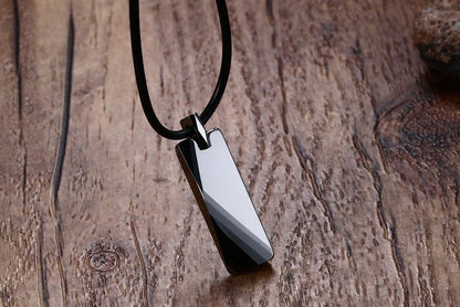 Rockyu ネックレス メンズ タングステン 幾何プレート ミラー仕上げ