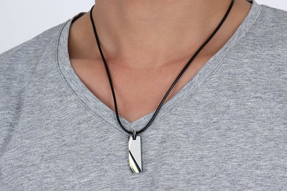 Rockyu ネックレス メンズ タングステン 幾何プレート ミラー仕上げ