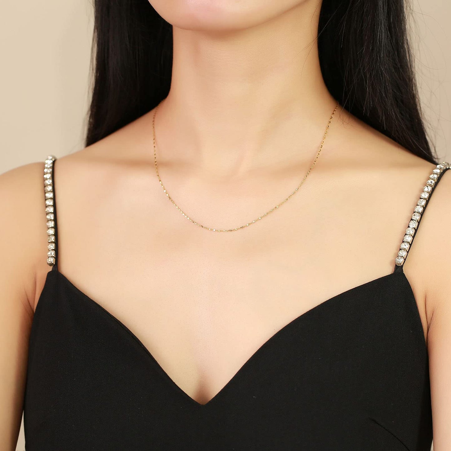 Rockyu ネックレス レディース ゴールド シルバー ステンレス 細チェーン アレルギー対応